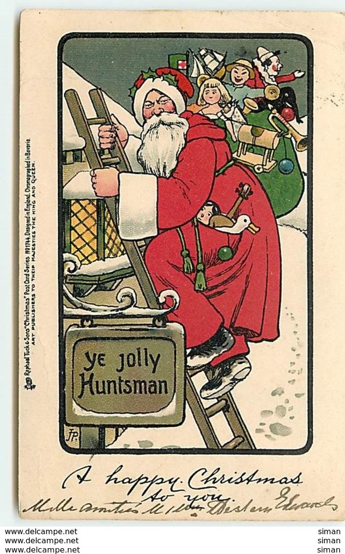 N°10622 - Carte Fantaisie - A Happy Christmas To You - Père Noël  Sur Une échelle - Andere & Zonder Classificatie