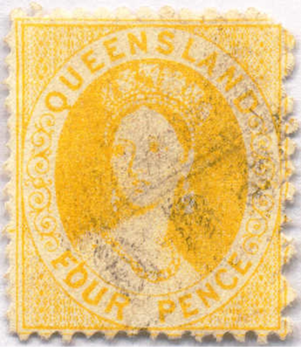 O 1868, 4 D., Yellow, SG Not Listed, Perf. 13x13x12 1/2x13, VF!. Estimate 1.200€. - Sonstige & Ohne Zuordnung