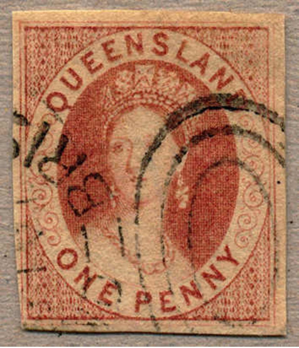 O 1860, 1 D., Carmine Rose, Used BRISBANE, Good To Large Margins/clear At Lower Left, Very Fresh And Fine, Cert. Hunzike - Sonstige & Ohne Zuordnung