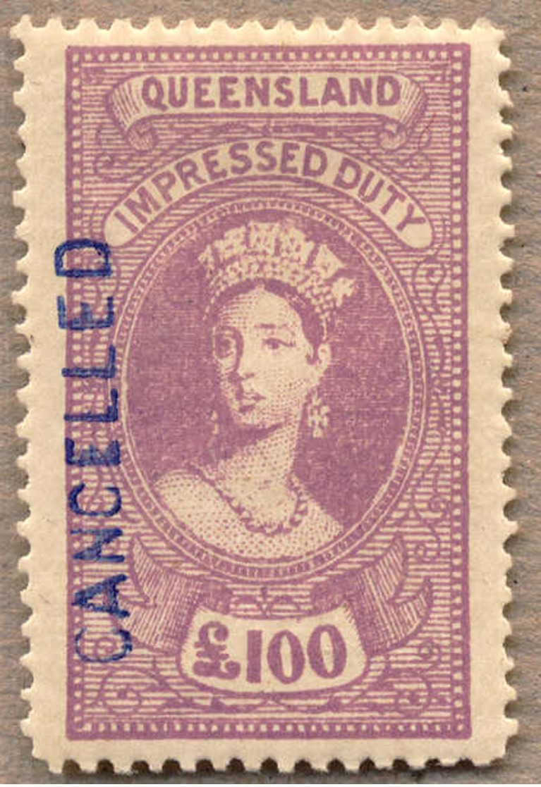 O 1895, £ 100, Mauve, Used With Blue CANCELLED, Very Attractive And Rare With This Coloured Cancellation, XF!. Estimate  - Sonstige & Ohne Zuordnung