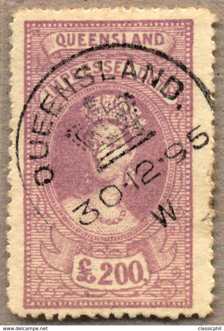 O 1895, £ 200, Mauve, Used With Circulare QUEENSLAND, Very Attractive And Rare With This Cancellation, VF!. Estimate 300 - Sonstige & Ohne Zuordnung
