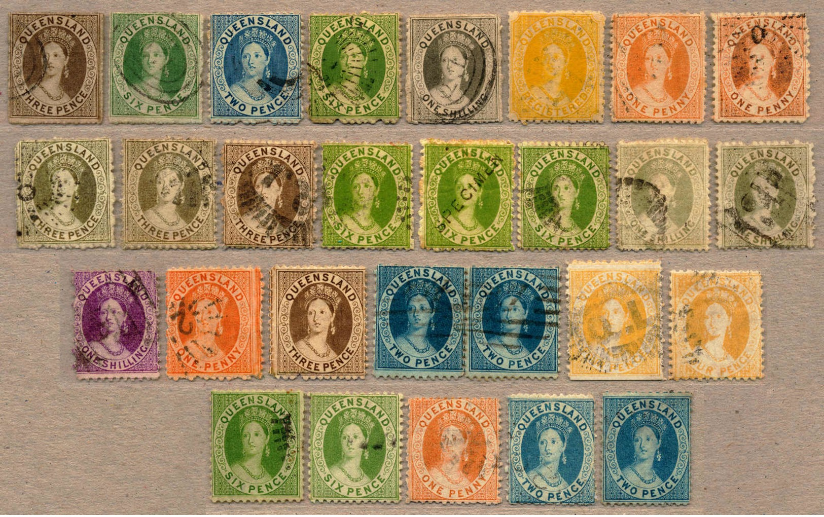 */o 1860-78, Very Good Collection Of Queensland In Order, SG 16, 18, 23, 26, 29, 49, 51, 59, 65, 66, 67, 68, 68s (SPECIM - Sonstige & Ohne Zuordnung