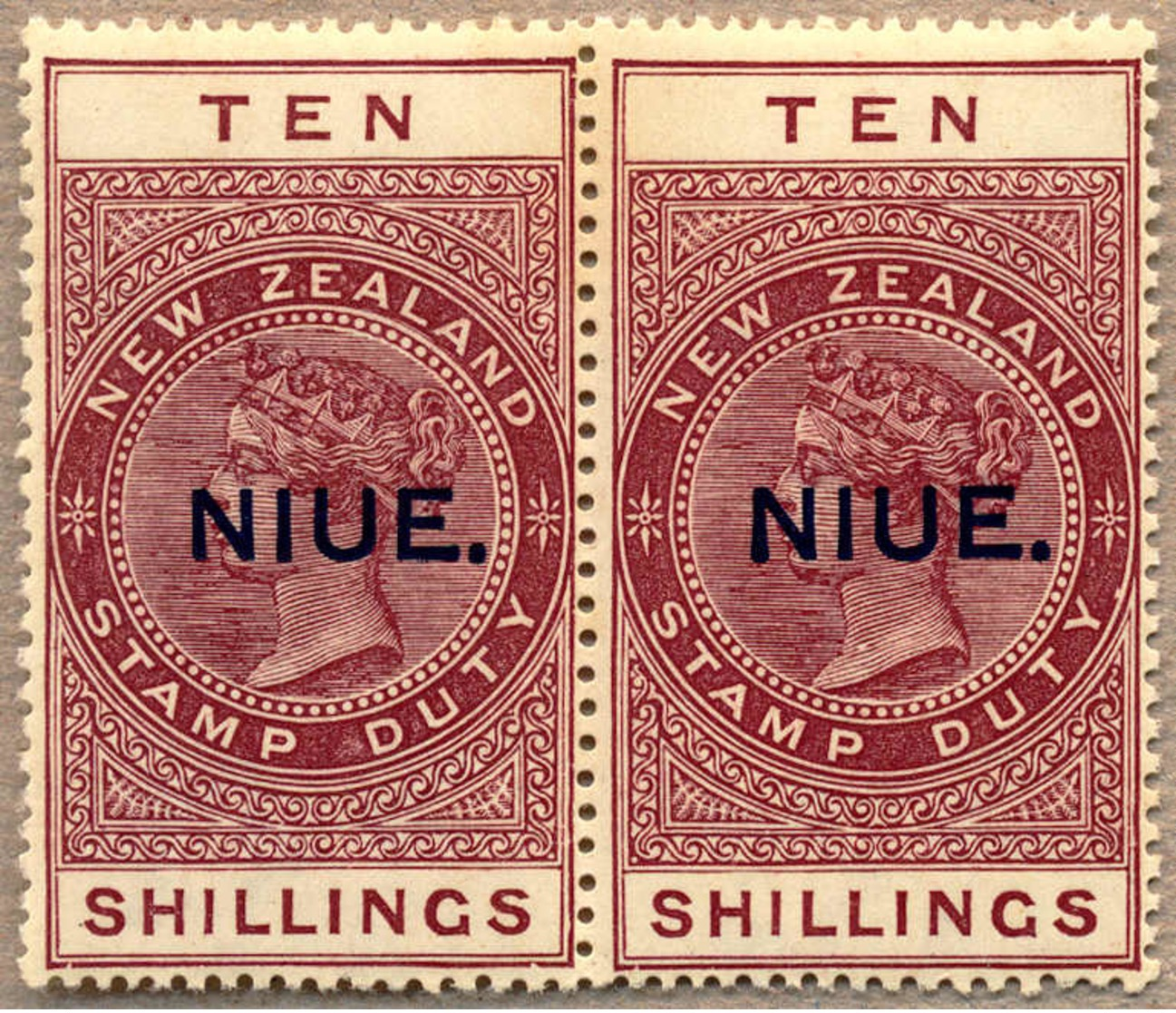 ** 1918-29, 10 S., Maroon, pair, NIUE Opt (T10), Fresh, MNH, VF-XF!. Estimate 600€. - Sonstige & Ohne Zuordnung