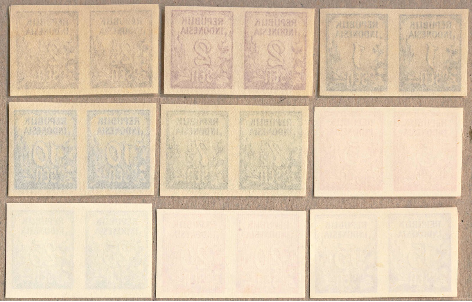 Pair/(*) 1951-55, 1 S. - 25 S., Set Of (18) In Nine Pairs, Excluding SG 617, Imperforated, Fresh, NG As Issued, XF!. Est - Indonesien