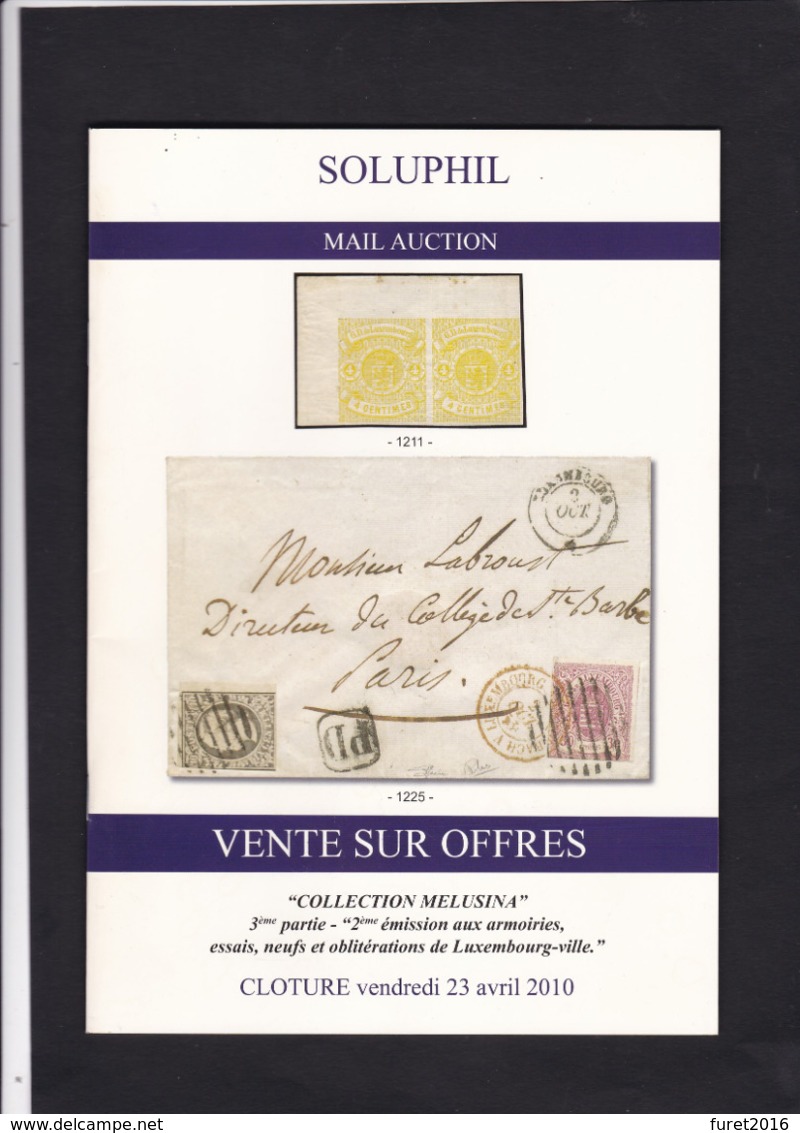 CATALOGUE DE VENTE SOLUPHIL 113  Eme 3 Eme Partie COLLECTION MELUSINA - Catalogues De Maisons De Vente