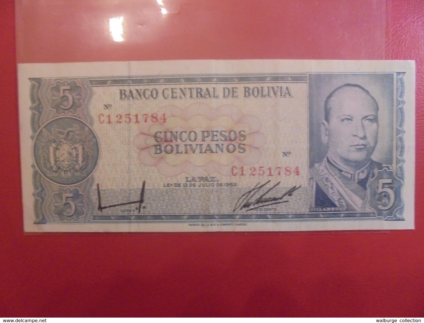 BOLIVIE 5 PESOS 1962 CIRCULER (B.9) - Bolivia