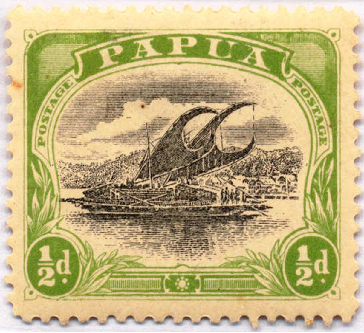 * 1907-10, 1/2 D., Black And Yellow Green, Inverted Wmk., MH, VF - XF!. Estimate 200€. - Papua New Guinea