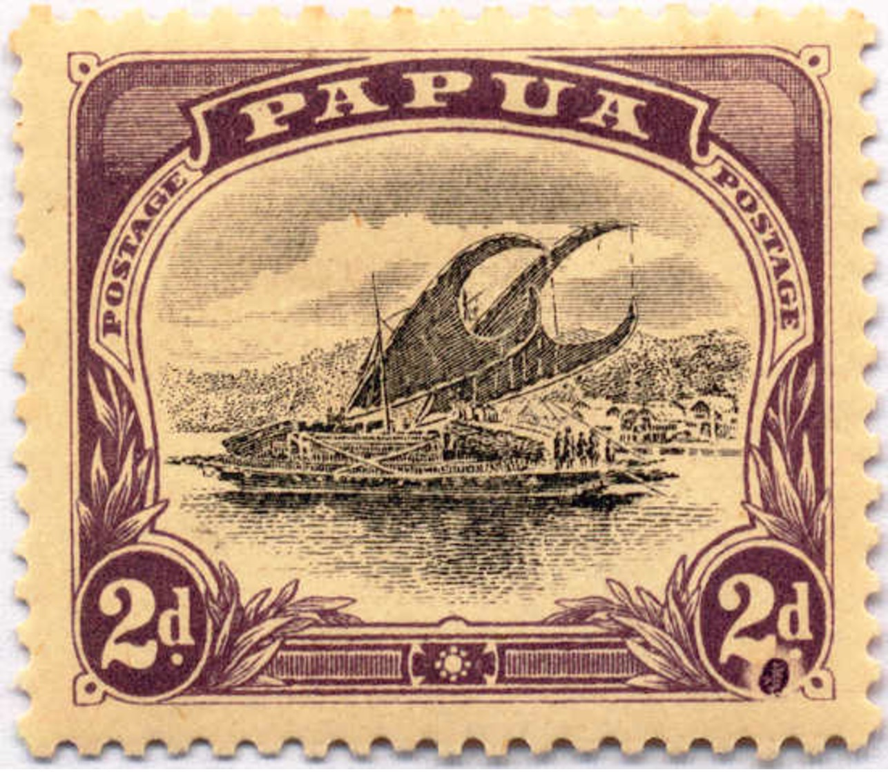 * 1907-10, 2 D., Black And Purple, Inverted Wmk., Flaw In 2 D. At Right, MH, VF!. Estimate 300€. - Papua-Neuguinea