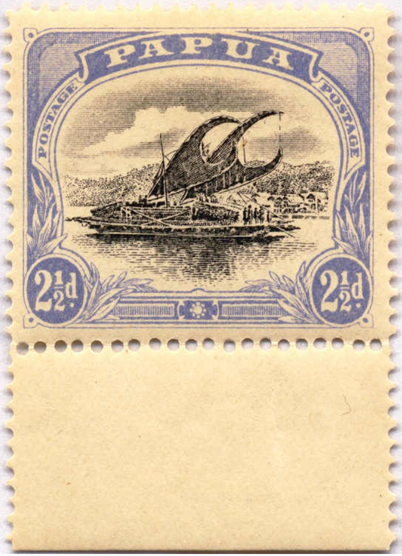 * 1907-10, 2 1/2 D., Black And Bright Ultramarine, Inverted Wmk., Bottom Margin Copy, MH, VF!. Estimate 400€. - Papua-Neuguinea