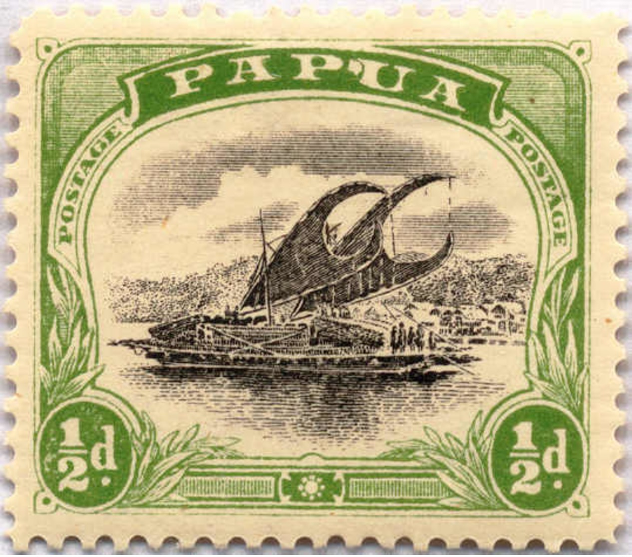 * 1907-10, 1/2 D., Black And Yellow Green, Apostrophe Between "P" And "U", Rare, MH, VF - XF!. Estimate 400€. - Papúa Nueva Guinea