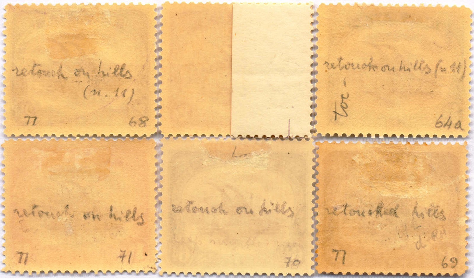 * 1907-10, 1/2 D. - 1 Sh., Lot Of (6), All With Flaw Black Rock At Hill, Pos. 11, MH, F - XF!. Estimate 600€. - Papua-Neuguinea