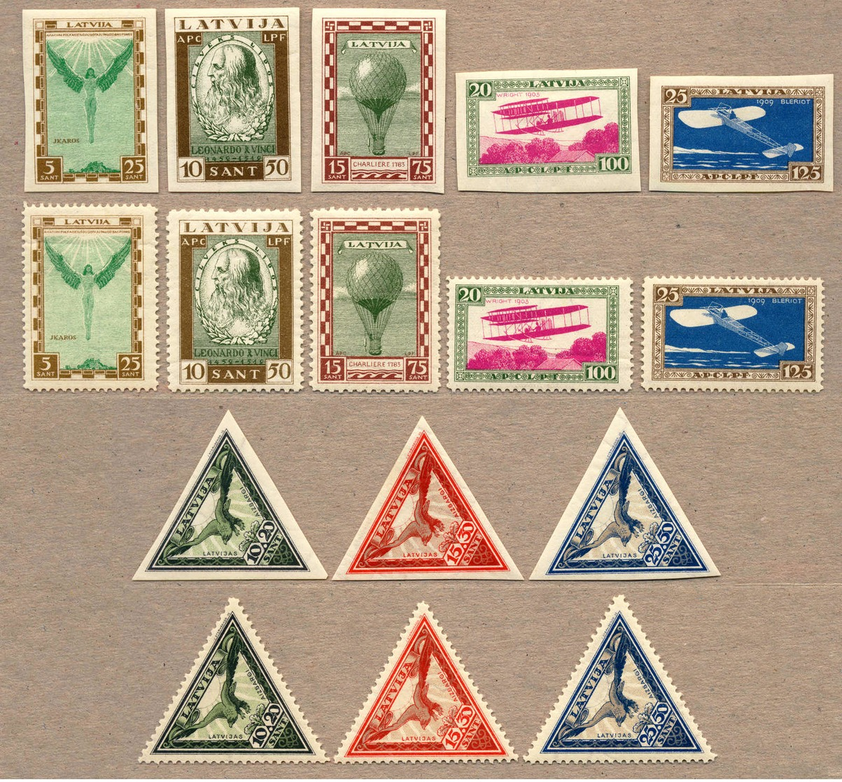 1932, 2 Complete Sets In Both Variants A And B (perf. And Imperf.), Air Charity And Air Charity - Pioneers Of Aviation,  - Letland