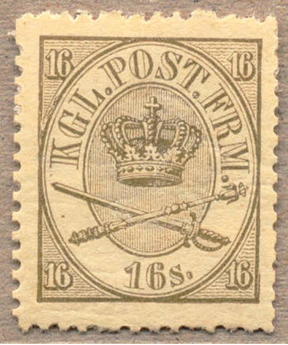 1864, 16 S., Greenish Grey, LPOG, With Some Paperstructure On Reverse, Origin Thus, Unique Preserved Colour With Intense - Andere & Zonder Classificatie