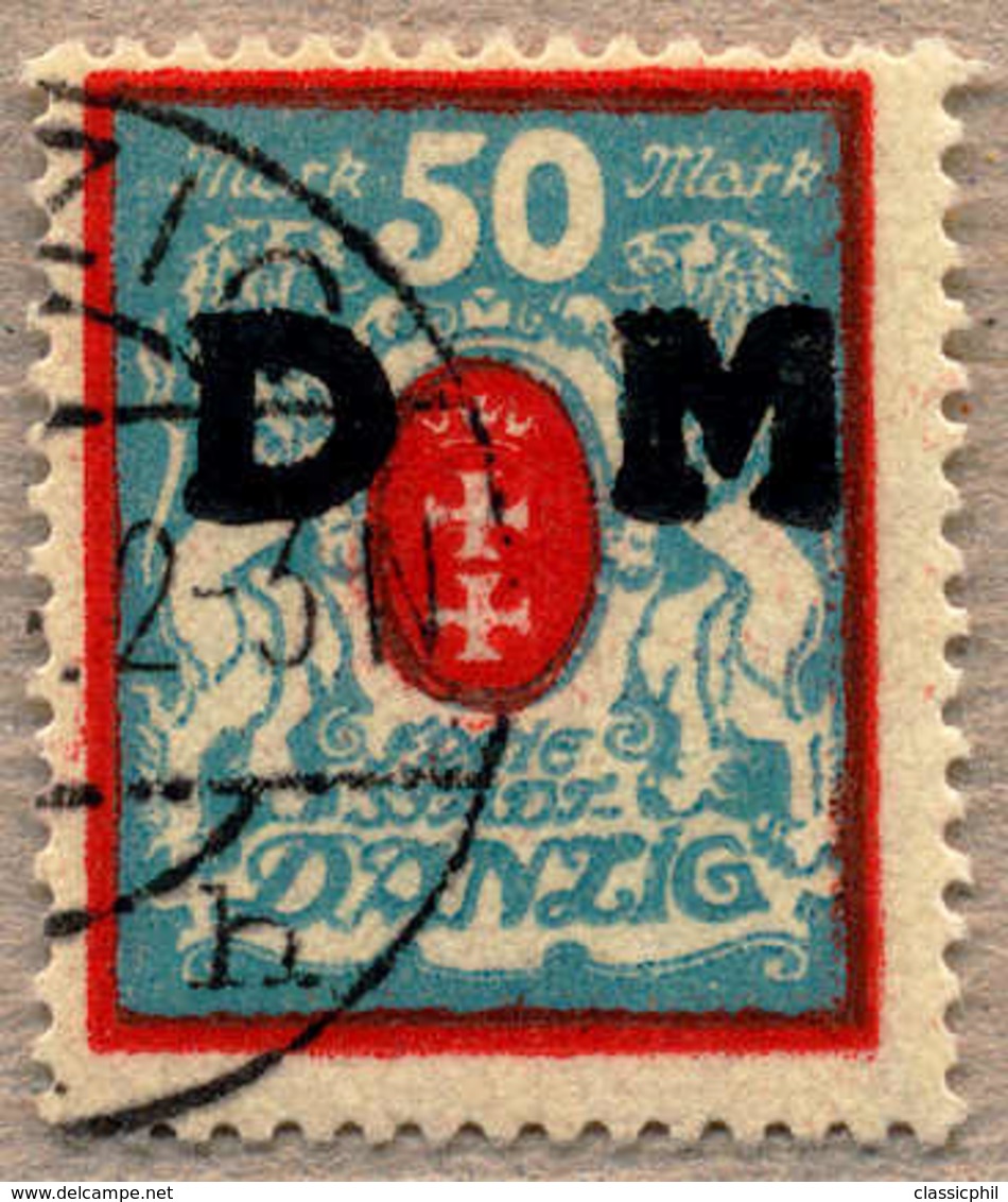 1922, 50 M, (lebhaft)rot/mittelgrünlichblau, Wz 3 X, Teilstempel DANZIG, VF!. Estimate 700€. - Andere & Zonder Classificatie
