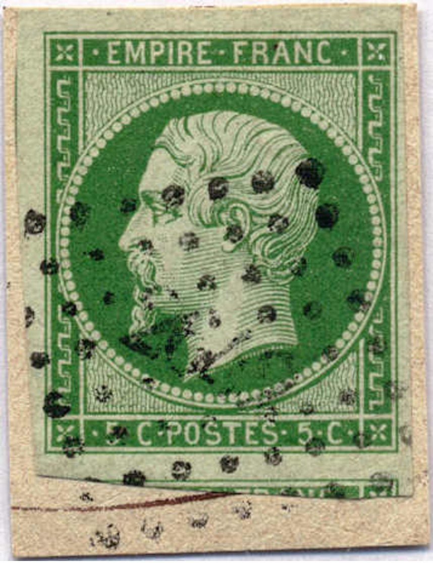 1854, 15 C., Green/grennish Paper, Rhomboid Cancel, Good To Close Margins, On Piece, F - VF!. Estimate 300€. - Andere & Zonder Classificatie