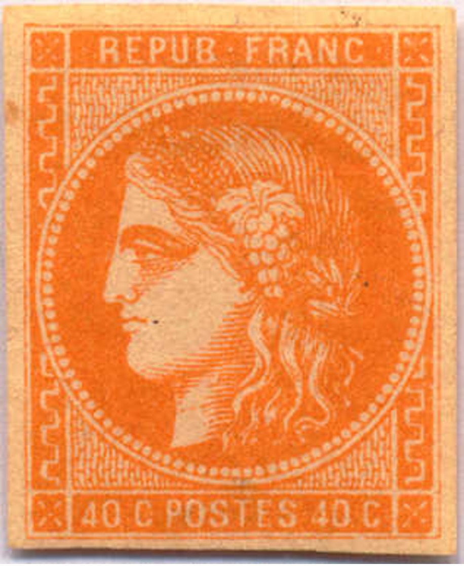 1870, 40 C., Orange, Good Margins, Rich Colour, Signed Brun, VF!. Estimate 650€. - Andere & Zonder Classificatie