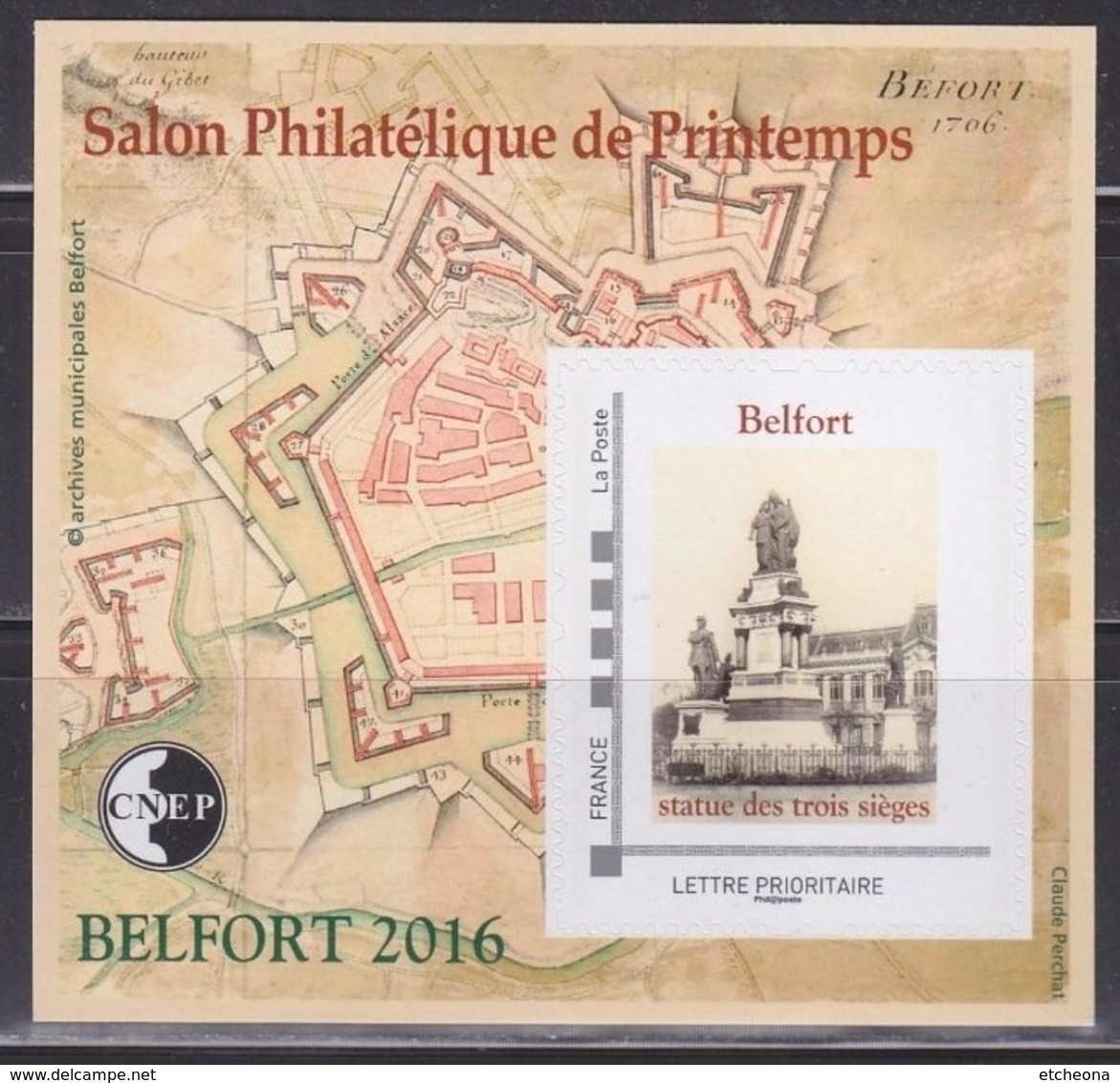 = Bloc CNEP N°71 Salon Philatélique De Printemps Belfort 2016 Neuf Avec TVP LP Adhésif La Statue Des Trois Sièges - CNEP