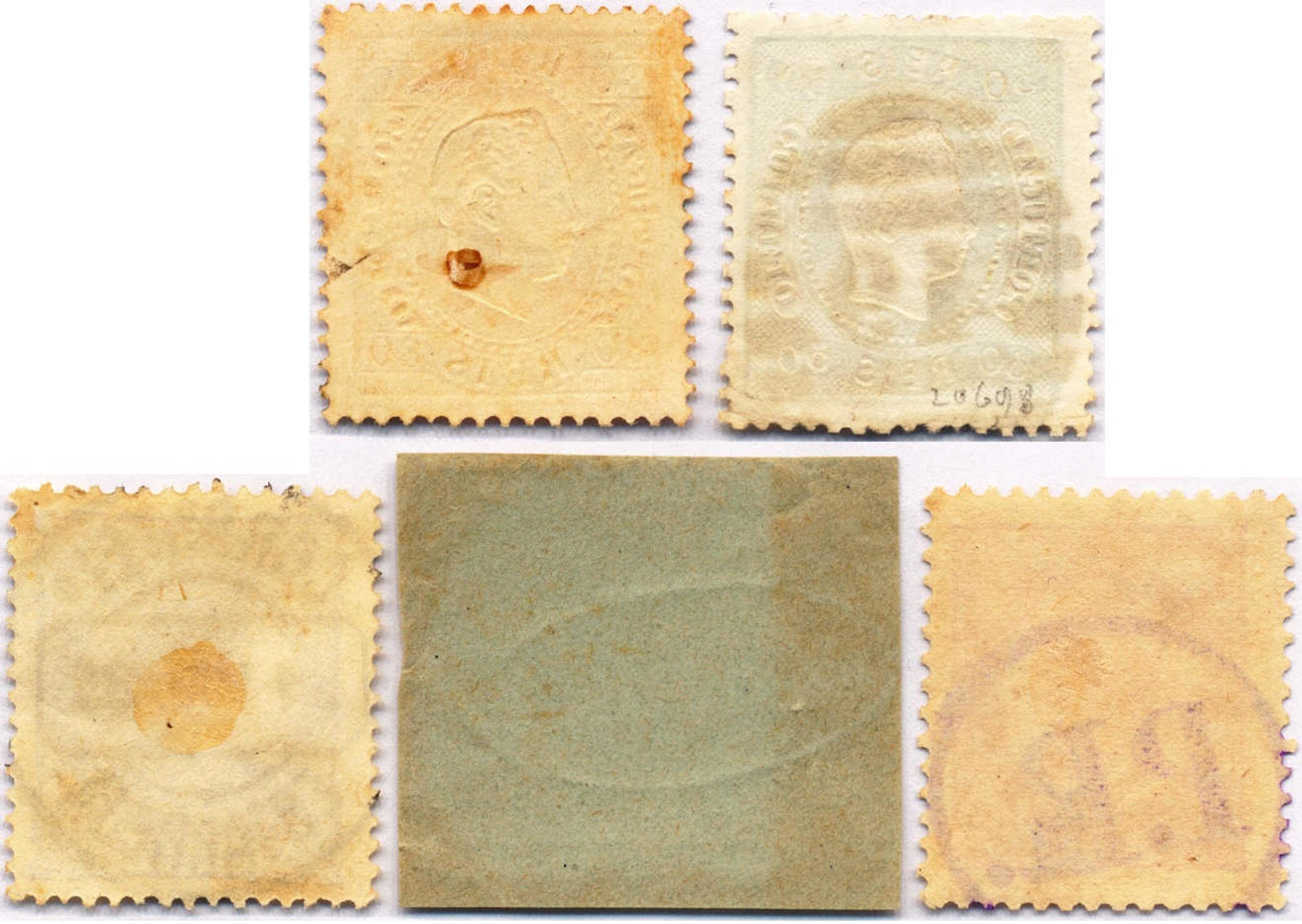 1870-87, Lot Of (5), Including 3 Telegraph Stamps, Very Distinct And Luxurious Cancellations, XF - SUP!. Estimate 380€. - Otros & Sin Clasificación