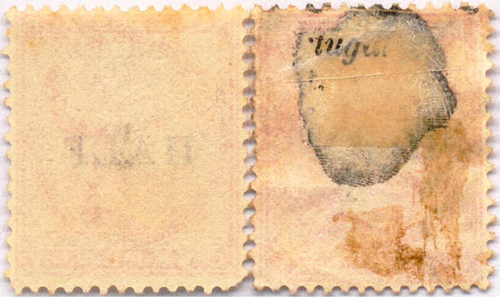 1877, 1/2 D. On 1 D., (2), Rose, Used, "2" Straight Foot (a) And "2" Smaller (f), Used And MH, F - VF!. Estimate 220€. - Natal (1857-1909)