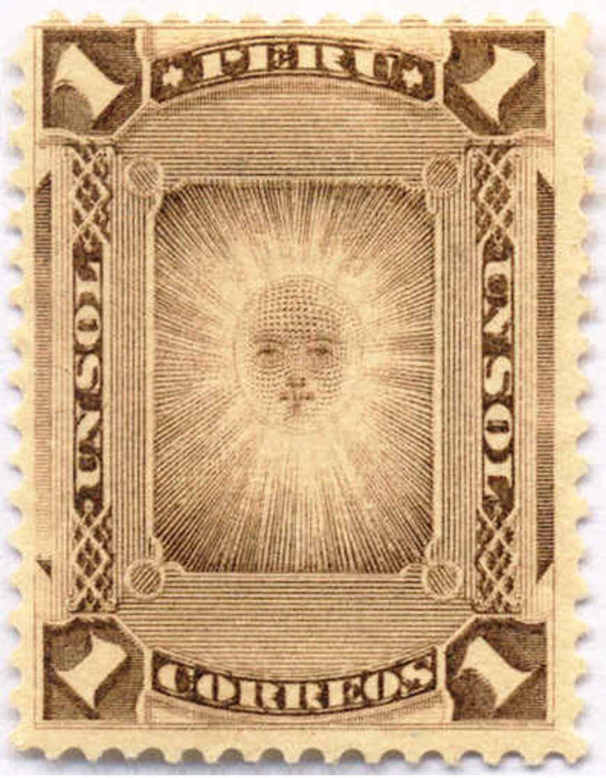 1886, 1 S., Brown, Double Print (!), Rare, NG. VF!. Estimate 500€. - Peru