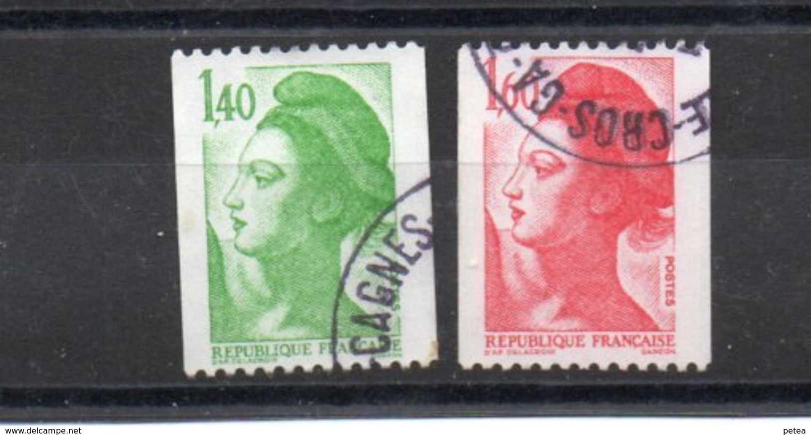 France N°2191 & 2192 Oblitérés Non Dentelé Verticalement - 1982-1990 Libertà Di Gandon