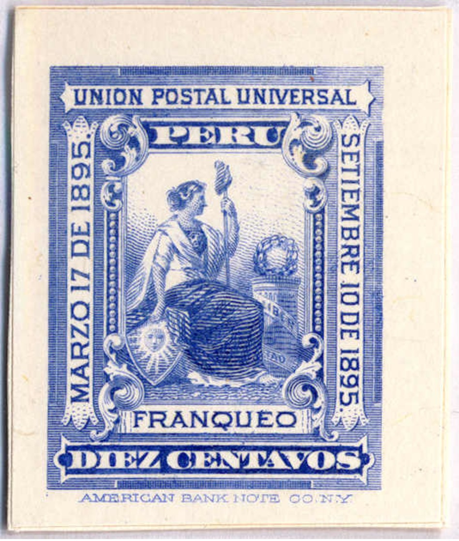 1895, 10 C., Ultramarine, Imperf. Single Die Proof For The American Banknote Company, Rare, NG, VF!. Estimate 800€. - Peru