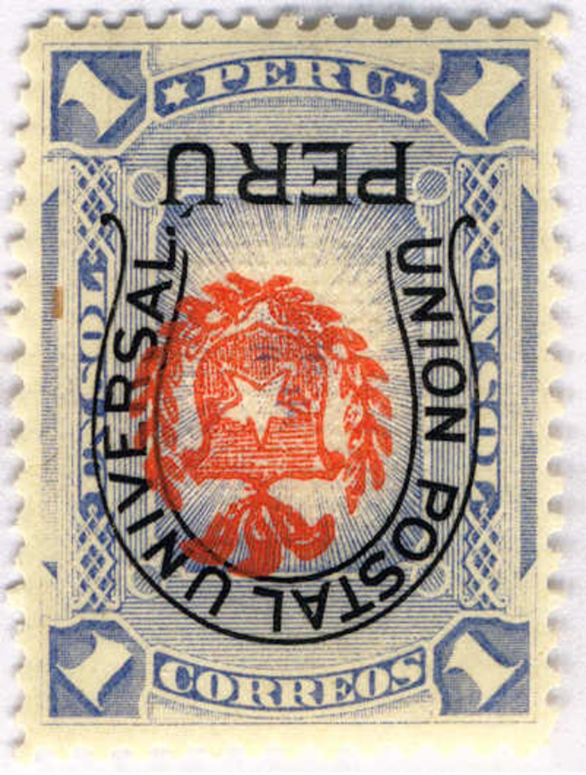 1882, 1 S., Ultramarine, Arms And Horseshoe Inverted (!), MH, VF!. Estimate 200€. - Peru