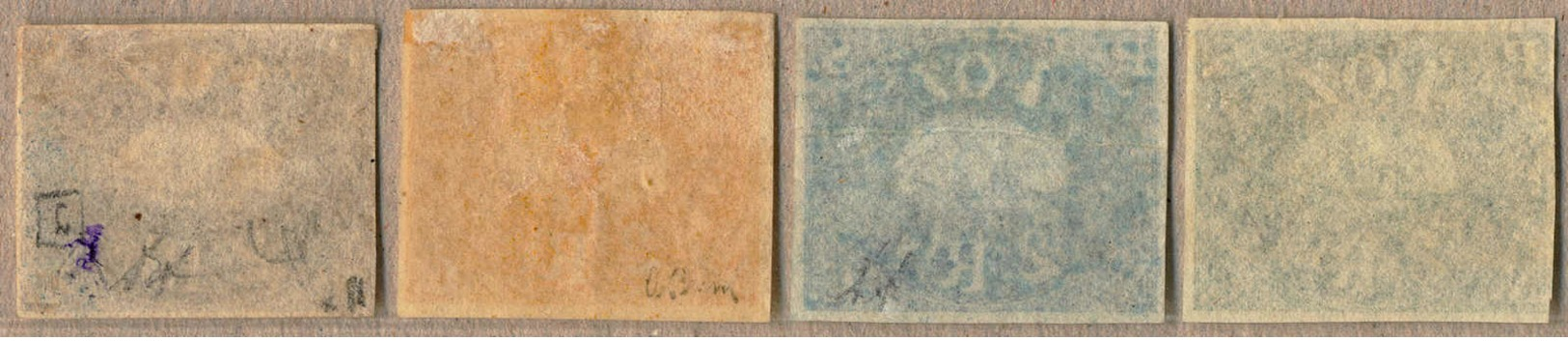 1863, 2 R., 4 Different Colours, Small Lot Of (4), Not Issued (!), 1 Of 800 Printed, Rare, VF - XF!. Estimate 1.400€. - Peru