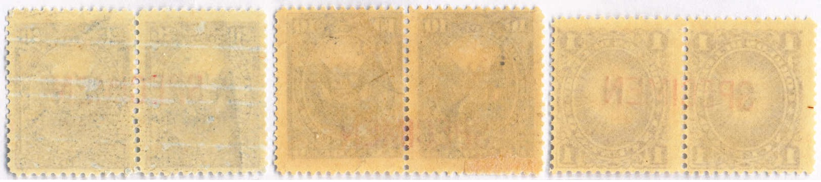 1886-95, 1 C., 10 C., 20 C., Small Lot Of (6) In 3 Pairs, All With Red SPECIMEN Overprint, MNH, F - VF!. Estimate 600€. - Peru