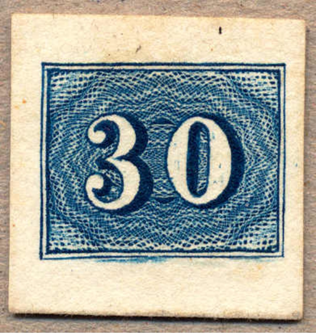 1849/50, 30 R., Dark Blue, Proof On Thick Wove Paper, Imperforated, Very Scarce, NG, F-VF!. Estimate 600€. - Sonstige & Ohne Zuordnung