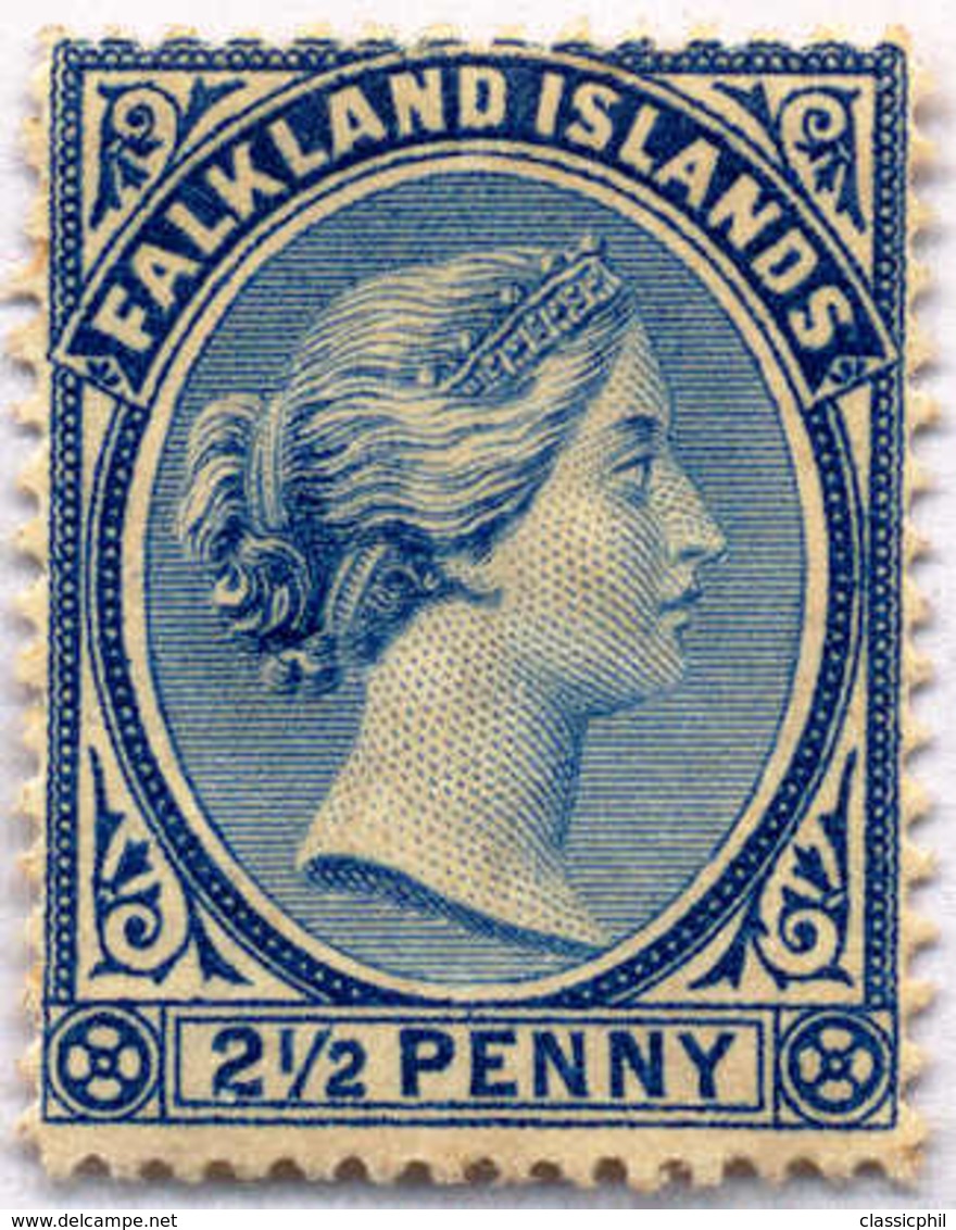 1894, 2 1/2 D., Prussian Blue, MH, F - VF!. Estimate 300€. - Falklandinseln