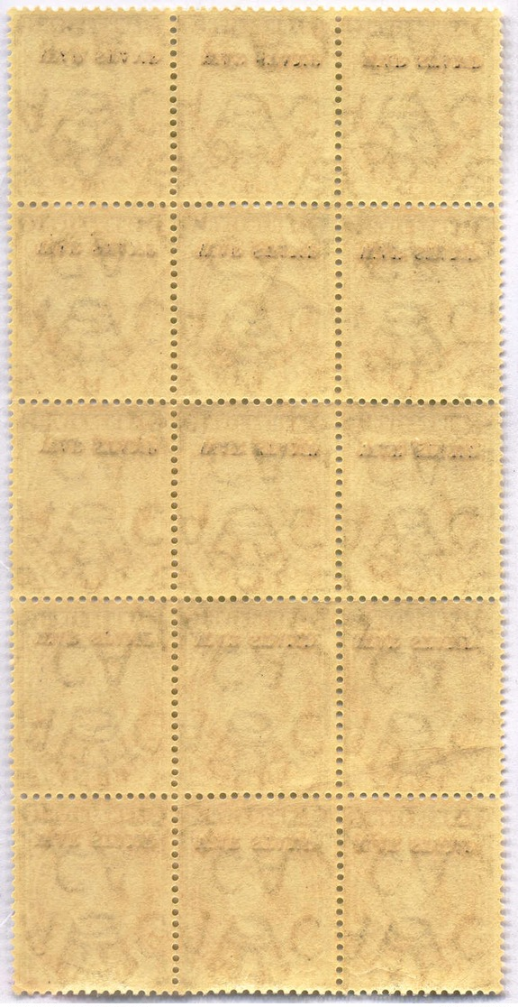 1918, 1/2 D., Yellow Green, Block Of (15), WAR STAMP Overprint, MNH, F - VF!. Estimate 600€. - Falklandinseln