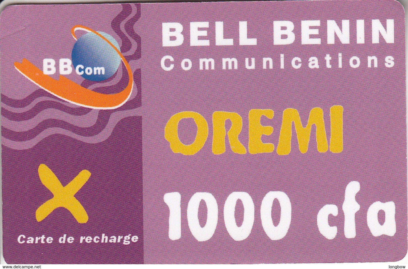 Bell Benin Oremi 1000 Cfa BBCom Carte De Recharge - Bénin