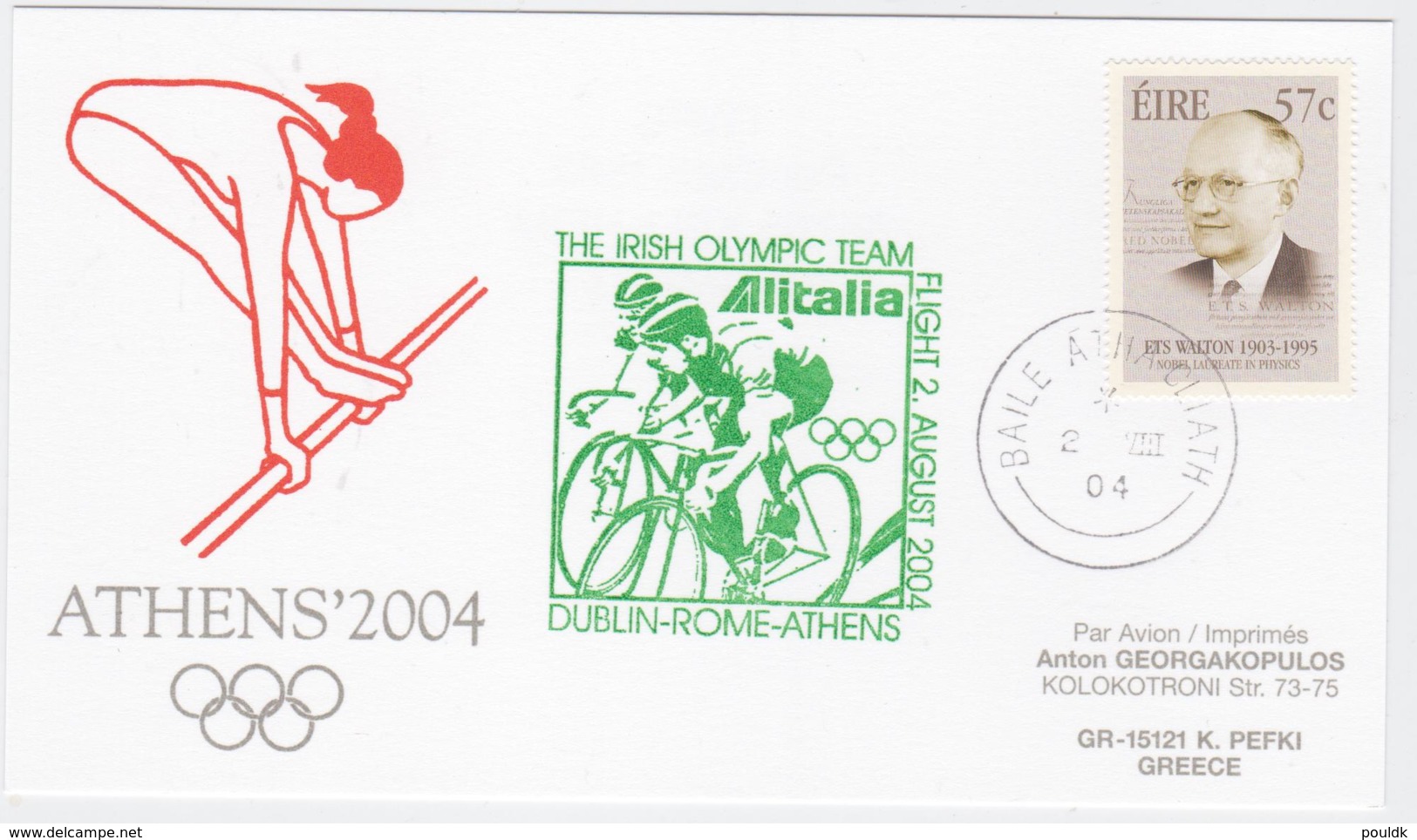 Ireland Olympic Flight Card 2004 Athen Olympic Games - National Team Flying W/Alitalia  (G105-43) - Summer 2004: Athens