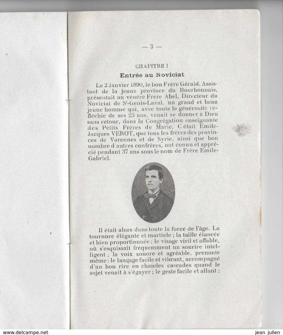 03  -  VARENNES SUR ALLIER  - Notice Biographique  -  " Frère Emile Gabriel "  - Religion - 1928 - Bourbonnais