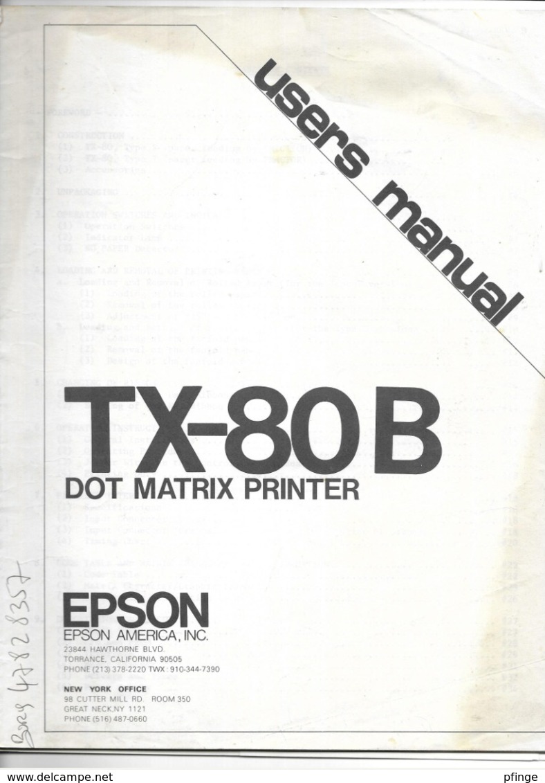 TX-80B - Users Manual - Autres & Non Classés