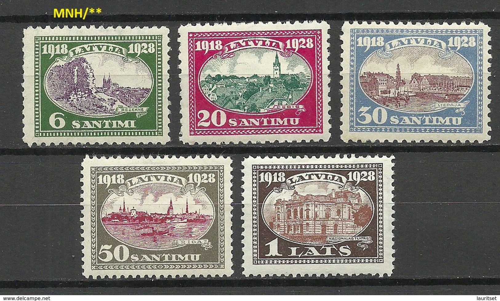 LETTLAND Latvia 1928 = 5 Werte V. Satz Michel 132 - 137 MNH/MH - Lettland