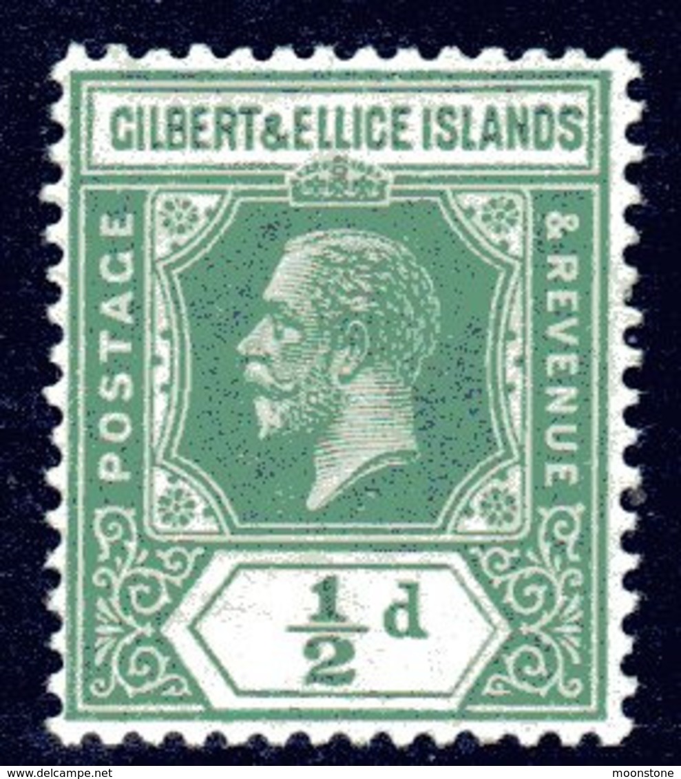 Gilbert & Ellice Islands GV 1922-7 ½d Green Definitive, Wmk. Mult. Script CA, Hinged Mint, SG 27 (BP2) - Gilbert- Und Ellice-Inseln (...-1979)