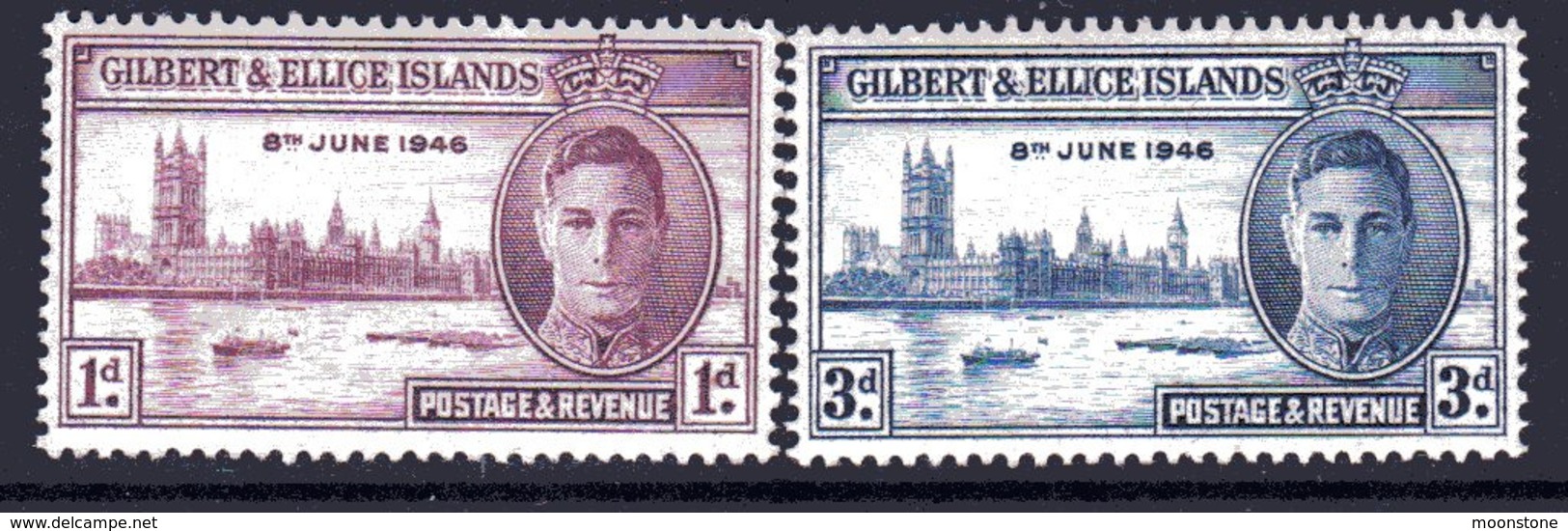 Gilbert & Ellice Islands GVI 1946 Victory Set Of 2, Hinged Mint, SG 55/6 (BP2) - Islas Gilbert Y Ellice (...-1979)