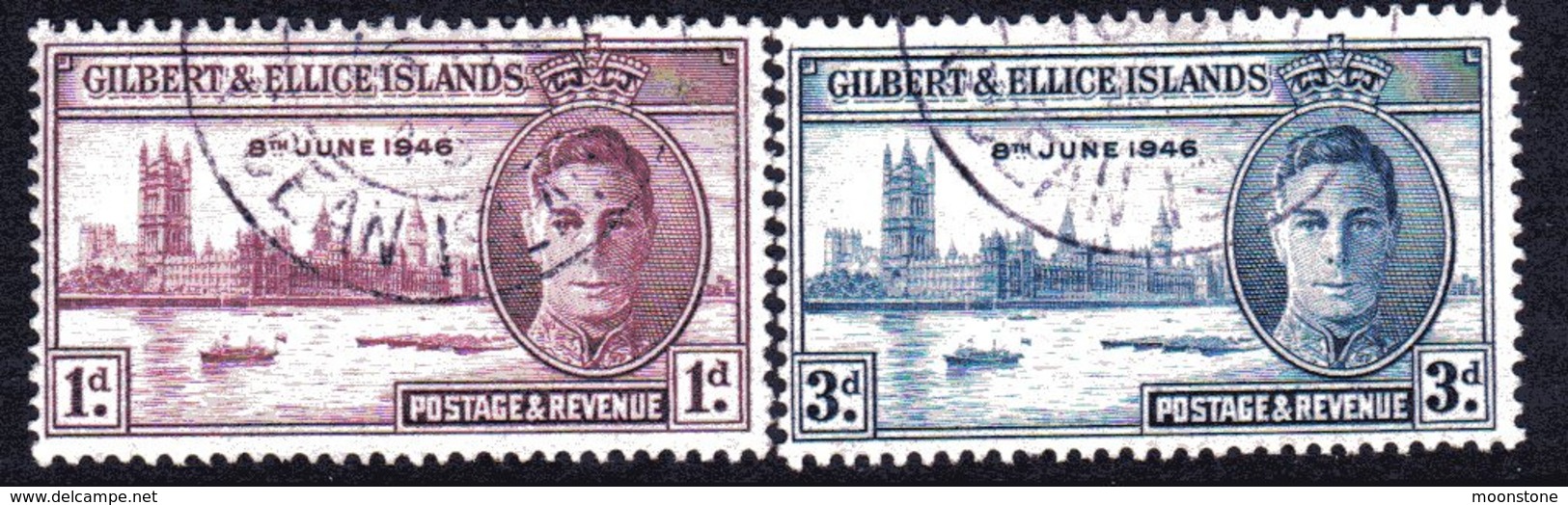 Gilbert & Ellice Islands GVI 1946 Victory Set Of 2, Used, SG 55/6 (BP2) - Gilbert- Und Ellice-Inseln (...-1979)