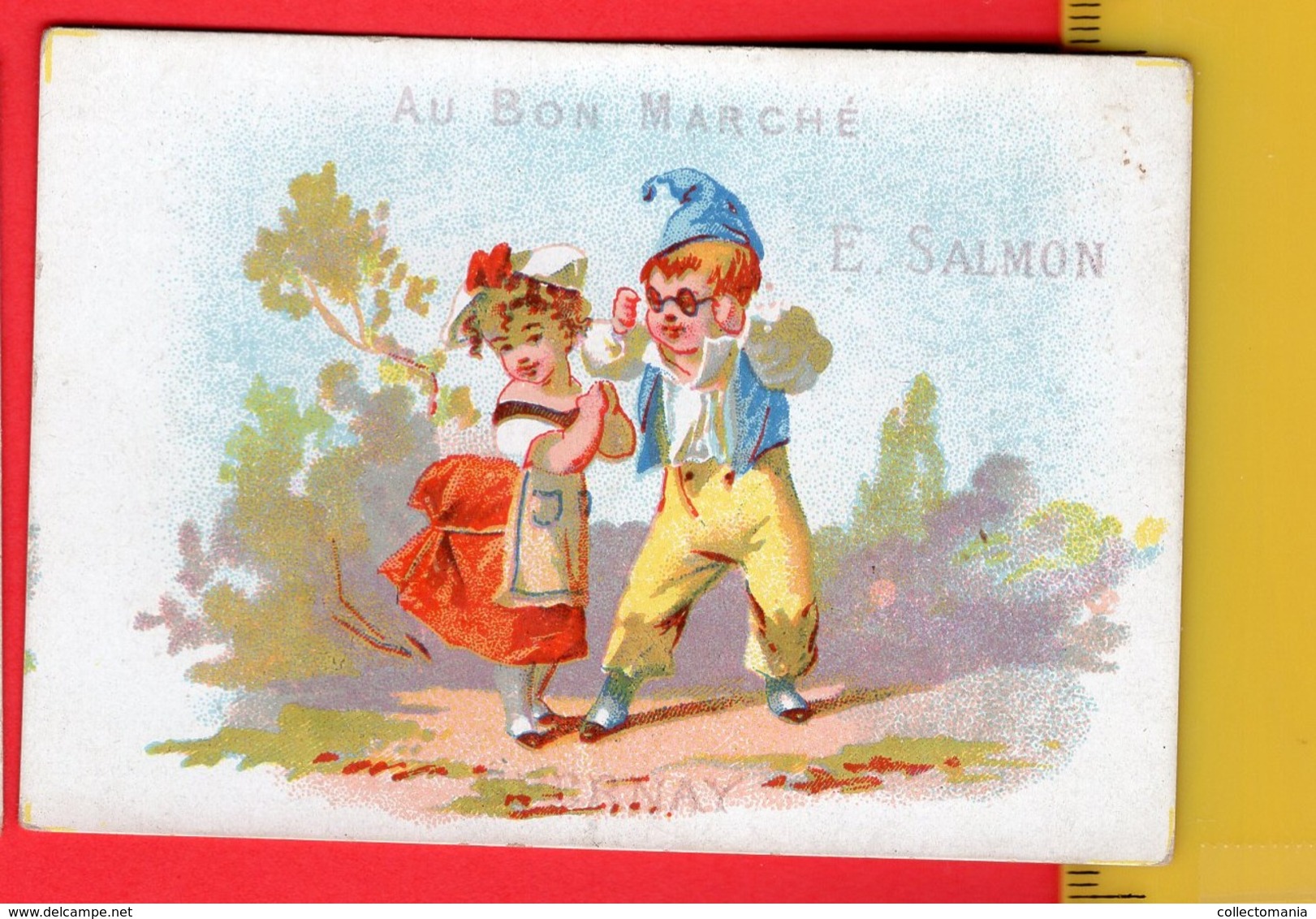 12 Chromos AU BON MARCHE Aprox. 1872, PUB Printer DANGIVILLE Paris Série Complet  E. Salmon Epernay  ALL 9,6cm X 6,5cm - Au Bon Marché