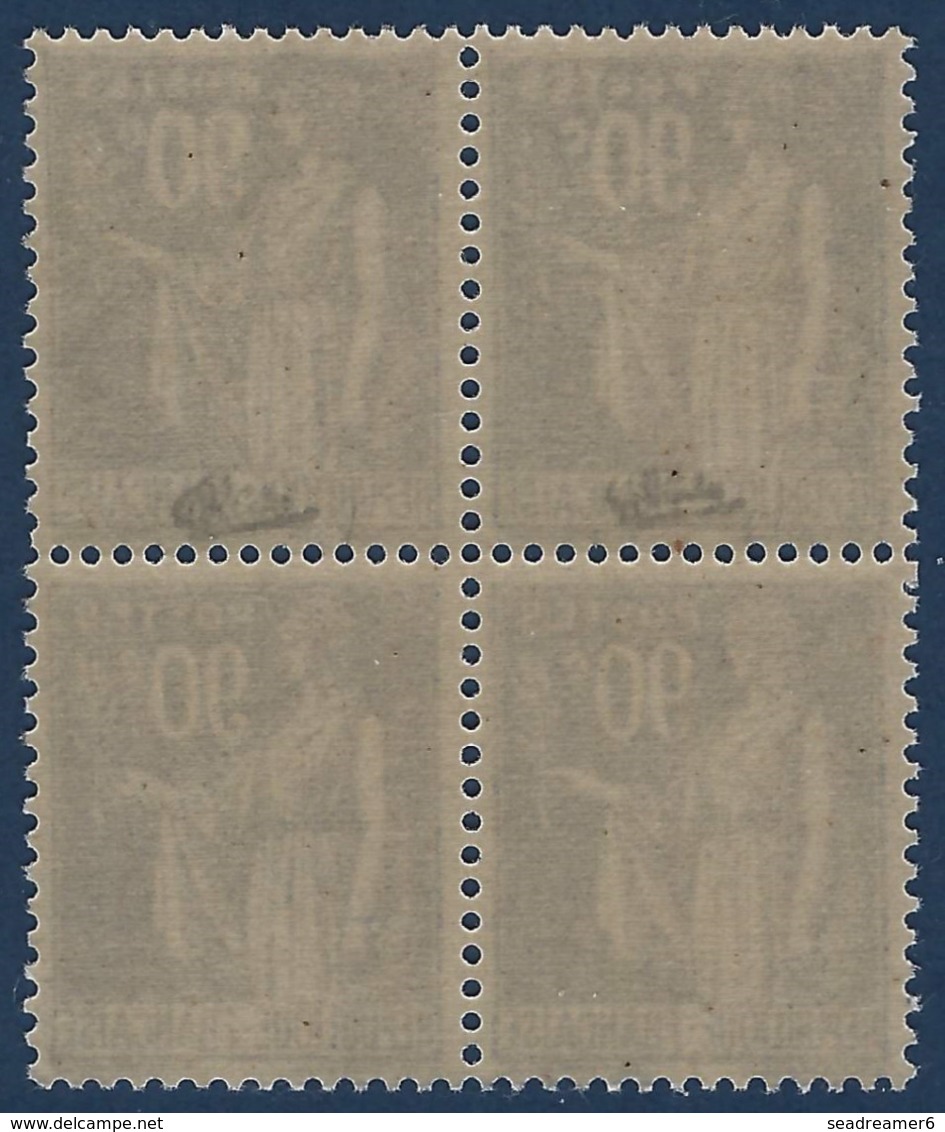 France Type Paix N°368** Bloc De 4 90c Impression Détruite Et Chiffres Déformés Tenant à Normal RRR Ainsi Signé Calves - 1932-39 Vrede