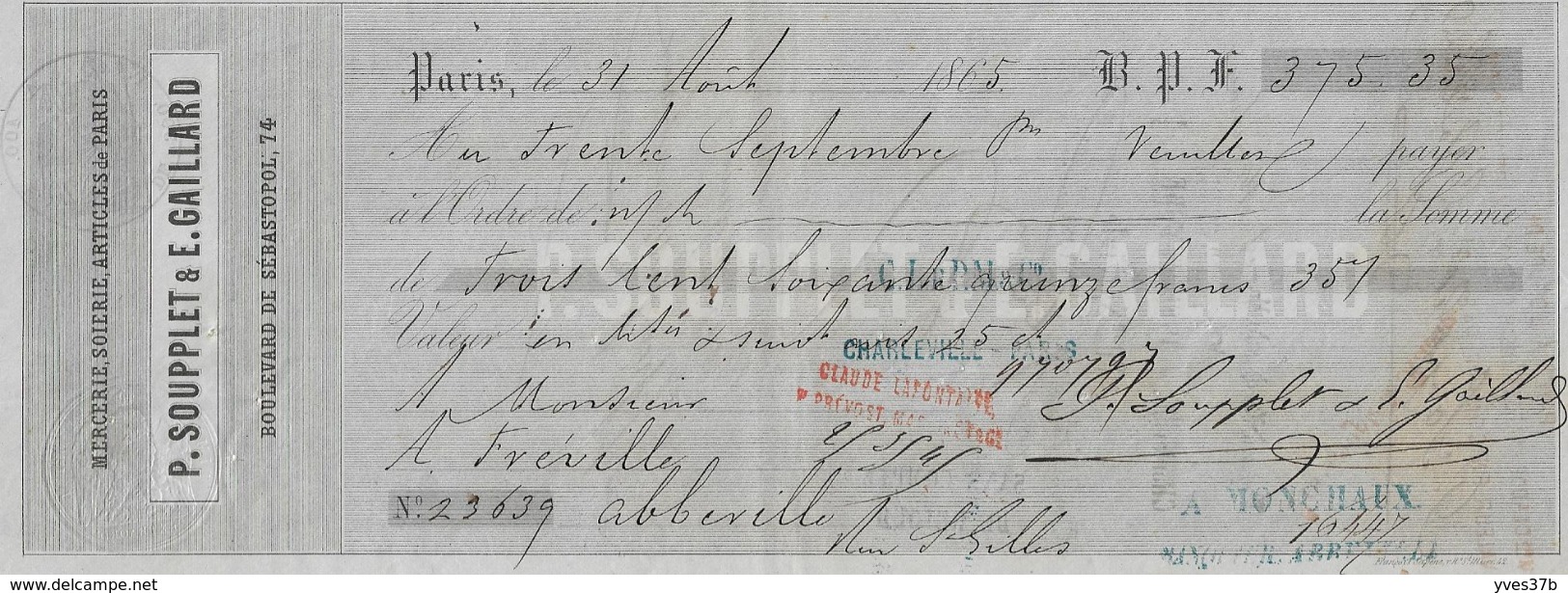 Traite P. Soupplet & E. Gaillard/Paris 1865 " Mercerie Et Soierie - Textile & Vestimentaire