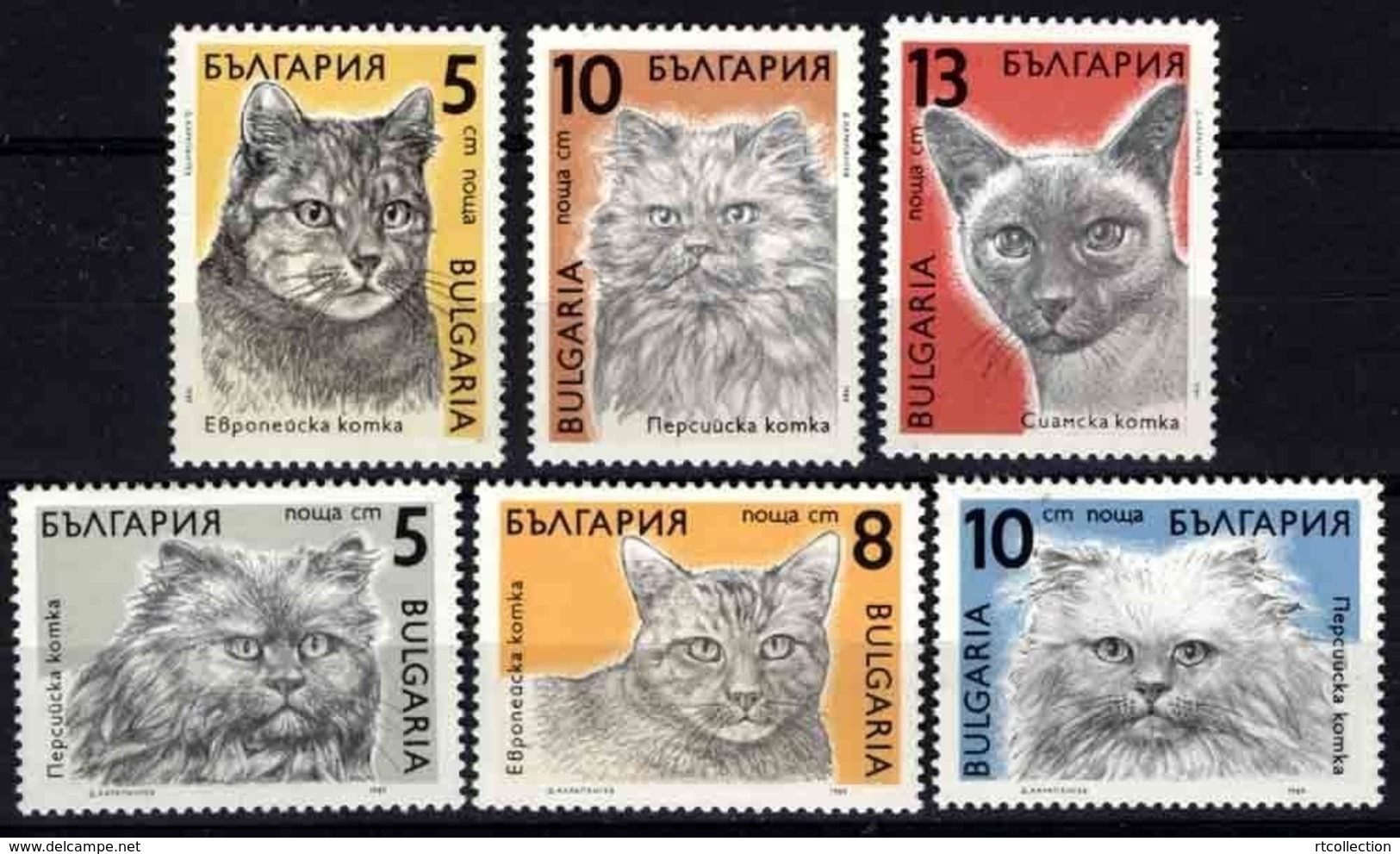 Bulgaria 1989 World Famous Cats Animals Mammals Domestic Animal Cat Fauna Nature Stamps MNH Michel 3808-3813 SC 3510-15 - Katten