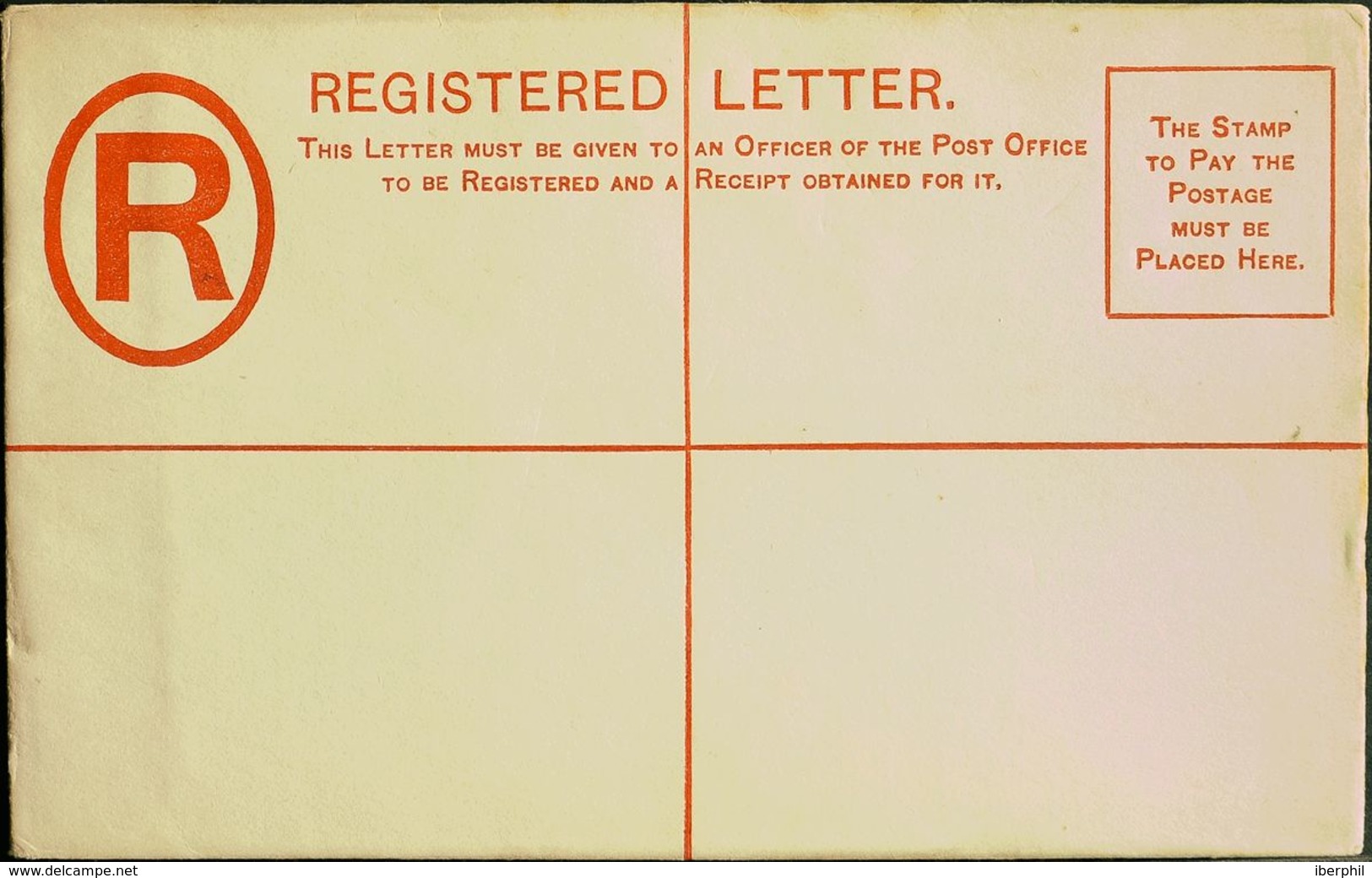 Gibraltar, Entero Postal. (*)Yv . 1889. 20 Cts Rojo Sobre Entero Postal De Certificados (132 Mm X 86 Mm). MAGNIFICO. - Gibraltar