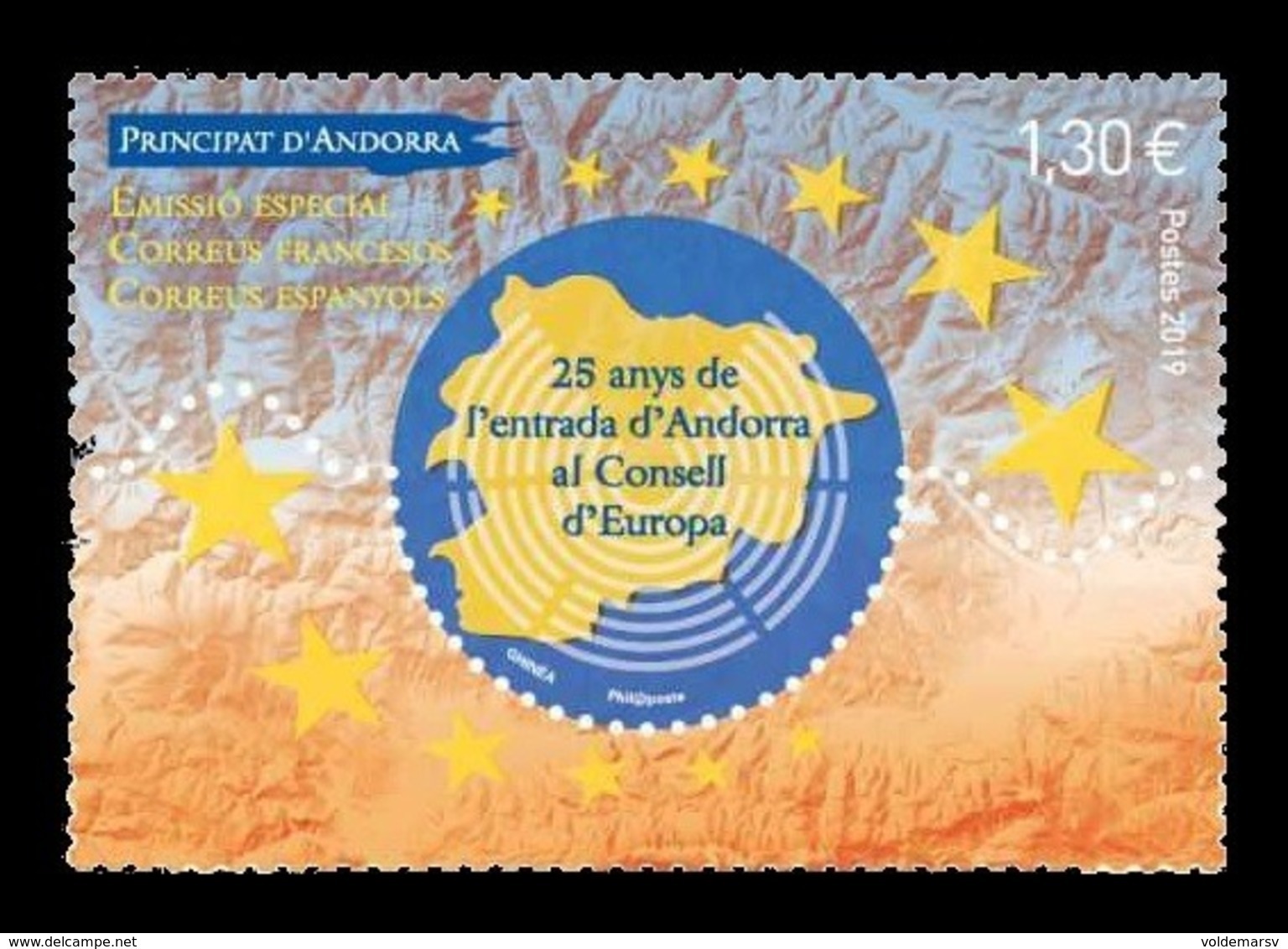 Andorra (FR) 2019 Mih. 859 Membership In The Council Of Europe (joint Issue Andorra (FR)-Andorra (ES)) MNH ** - Unused Stamps
