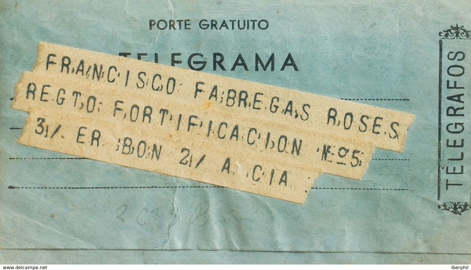 España. Telegramas. Sobre . 1939. Telegrama De EL MASNOU A MELILLA. MAGNIFICO. - Telegramas