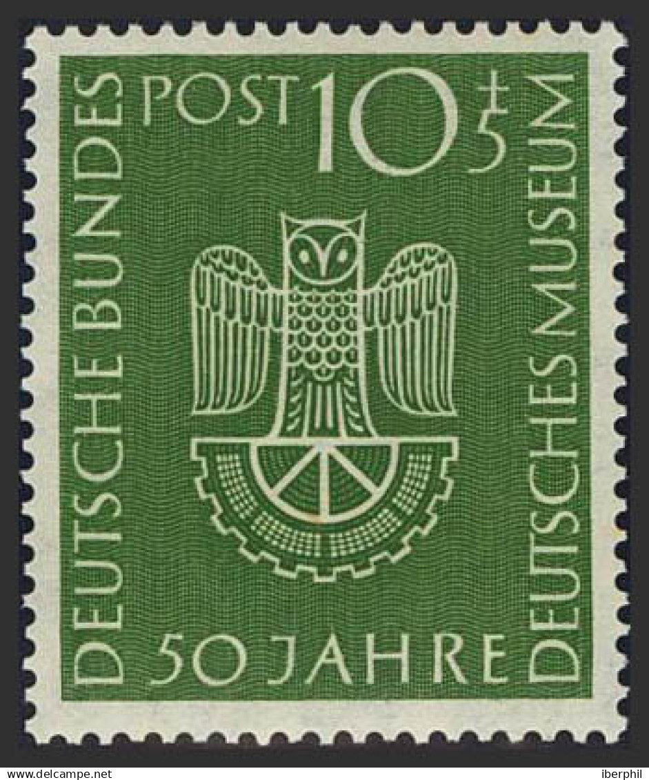 Alemania Occidental. MNH **Yv 51. 1953. 10 P + 5 P Verde. MAGNIFICO. Yvert 2014: 40 Euros. - Nuevos