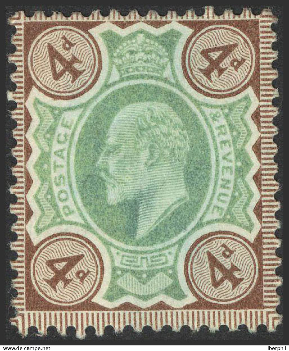 Gran Bretaña. MH *Yv 112Yv . 1902. 4 D Verde. MAGNIFICO. Yvert 2012: 50 Euros. - ...-1840 Préphilatélie