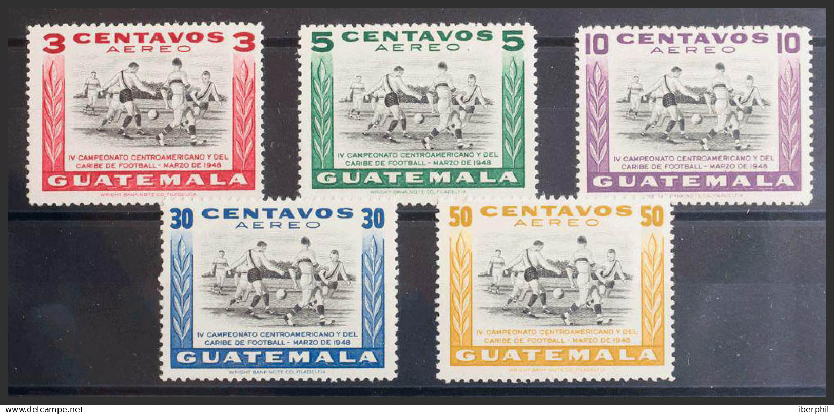 Guatemala, Aéreo. MH *Yv 160/64. 1948. Serie Completa. MAGNIFICA. Yvert 2013: 50 Euros. - Guatemala